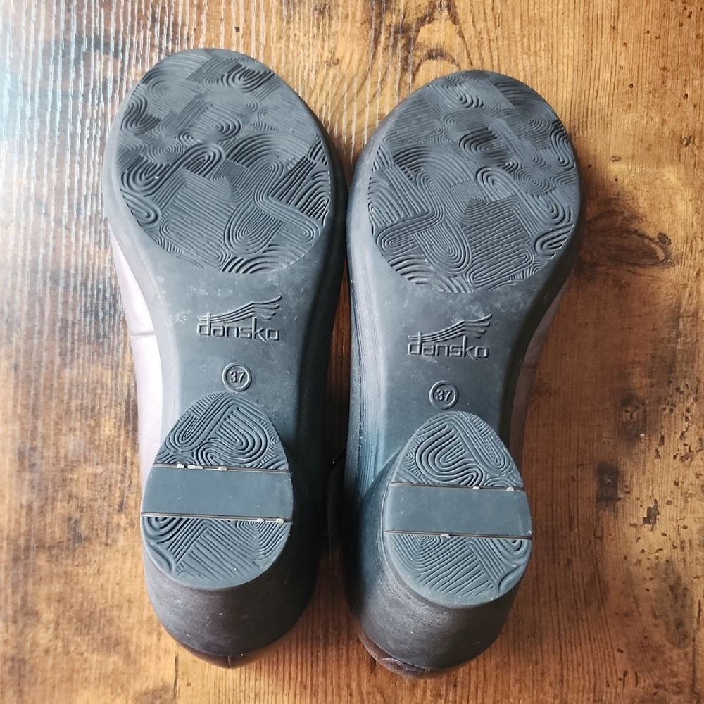 DANSKO | Gray Leather Roxanne Mary Jane Wedge Pumps Clogs Heels Shoes | 6.5 - Picture 7 of 12
